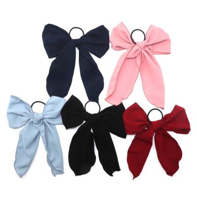 China Wholesale Popular New Color Ladies Cloth Flames Plain Pure Hair Scrunchies Ribbon Bow Ribbon Tie Wholesale Popular Hair Scrunchies For Girls for sale