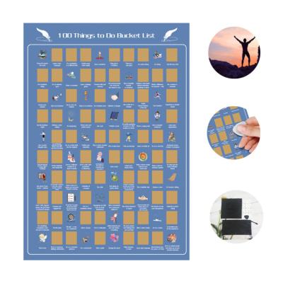 China paper & Cardboard Bucket List 100 Things To Do Scratch Off Poster Brand Customized for sale