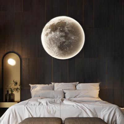 China Modern Stepless Dimming Room Background Decoration Moon LED Wall Light Aisle Light Luxury Bedroom Lamps Moon Wall Lamp for sale