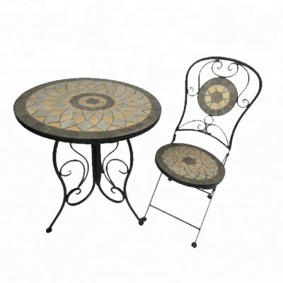 China Modern Diameter 60cm Mosaic Table Garden Mosaic Table Match Two Chairs Mosaic Tables And Chairs Set for sale