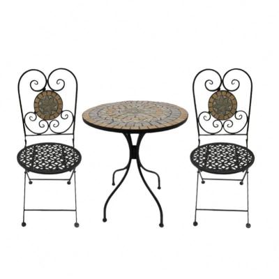 China 2022 Modern Home and Garden Mosaic Bistro Table Metal Antique Garden Furniture Set for sale