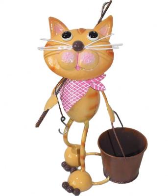 China Minimalist metal cup planter cat lady&gentleman animal statue with boots big cup shape flower pot for sale