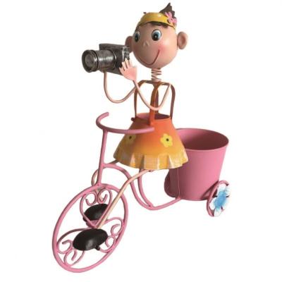 China Minimalist Garden Decoration Trial Metal Flower Pot Rack Bicycle Flower Pot Holder Metal Garden Decoration for sale