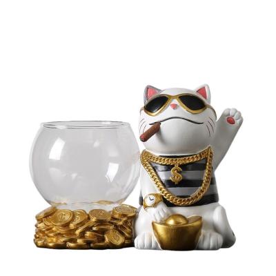 China New Designed Luxury Resin QJX Resin Home Decor Wholesale Fortune Cat Decorations For Home for sale