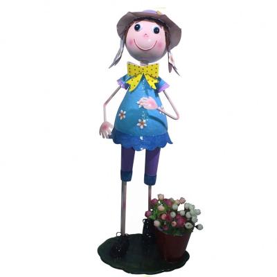 China Modern high quality metal doll with flowerpot for sale