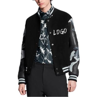 China OEM Breathable Vintage Letterman Embroidery Baseball Chenille Sleeve Camouflage Custom Leather Varsity Jacket Casual Varsity Jacket for sale