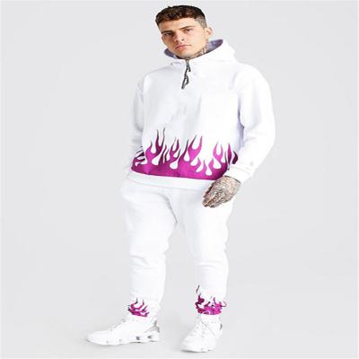 China Breathable Logo Men Sweatsuits Sports Streetwear Casual 3d Printing Two Piece Hoodie Flame Winter Hoodie 360g 420g 460g Set Tracksuits for sale