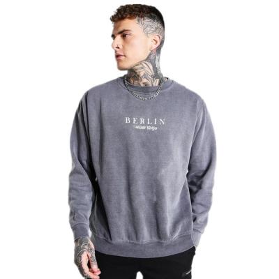 China Wholesale Anti-wrinkle Crewneck Hoodies Men Blank 100% Cotton Washed Overdyed Men's Sweatshirt Oversized for sale