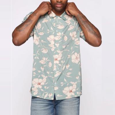 China Anti-pilling Button Up Floral Print Short Sleeve Summer Hawaiian Beach Mens Shirts for sale