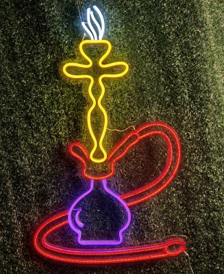 China Hookah Shisha Handmade Neon Sign PMMA Silicone Material Transparent Backing for sale