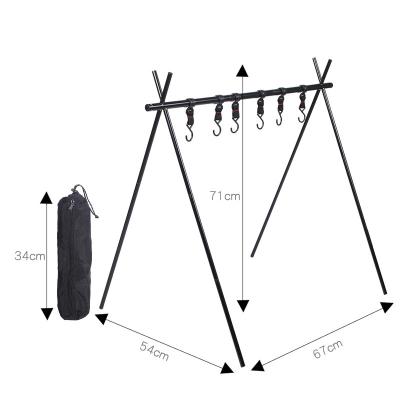 China Multifunctional Folding Camping Outdoor Tools OakCookware Rack Stuff Rack Picnic Storage Rack Hanger Hanging Organizer With Hooks for sale