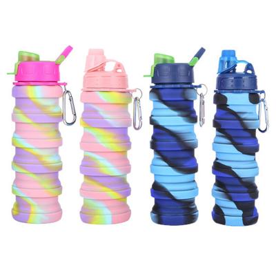 China Oak Suppliers Silicone Outdoor Folding Water Bottle Portable Water Bottle with Gym Camping Recycling Water Bottle OOWB-001 for sale