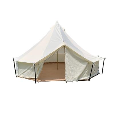 China Outdoor Camouflage/Field Game Camping All Season Glamping Family Bell Tent 10FT/12FT Waterproof Cotton Yurt Quick Tents With Storage Bag for sale