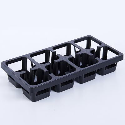 China Eco-Friendly Black Plastic Square Holder Tray Nursery Seedling Starter 8 Hole Pot for sale