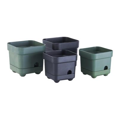 China Eco-Freindly Mini Table Smart Self Watering Planter Factory Made Pots with Saucer for Indoor Succulent for sale