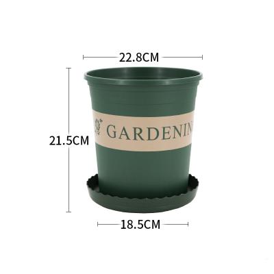 China Eco-friendly Home Decorative Modern Nursery Style Plastic Round 6L Seedling Planters 2 Gallon Pots With Tray for sale