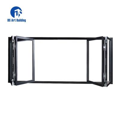 China DS Soundproof System Latest Style Thermal Insulation Custom Frameless Glass Door Bi Folding Door European And American Standards for sale