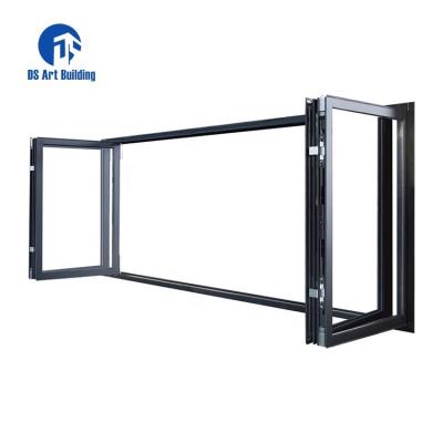 China Thermal Insulation DS Customized Exterior Black Bi Folding Doors With Double Glazing Glass for sale