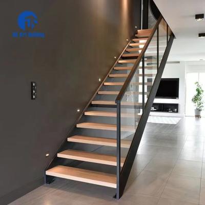 China Modern DS Customized Indoor Metal Wood Prefab Stairs Glass Enclosure Floating Stairs for sale