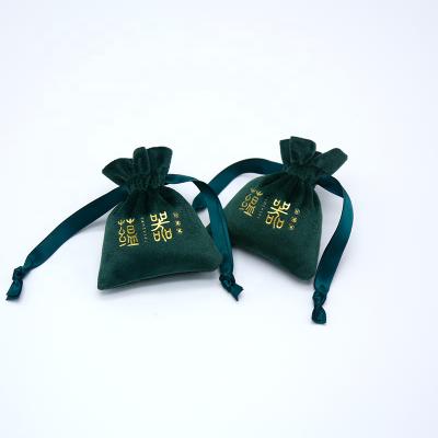 China Luxury Green Custom Logo Printed Earring Zipper Zipper Velvet Jewelry Pouch Pouches Gift for sale