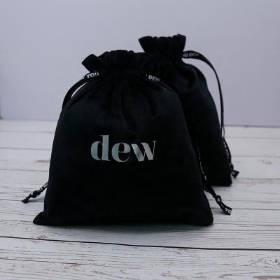 China High Quality Black Security Velvet Drawstring Bag Velvet Jewelry Pouch With Own Logo for sale