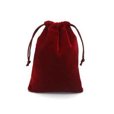 China Red Safety Velvet Drawstring Jewelry Gift Pouch With Logo Printing Candy Dust Velvet Drawstring Pouch for sale