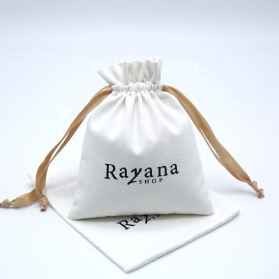 China White Personalized Organic Zipper Canvas Jewelry Pouch Canvas Drawstring Pouch For Bracelet for sale