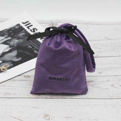 China Purple Velvet Custom Printed Zipper Bag Wedding Gift Personalized Logo Jewelery Packaging Pouch Luxury Custom Printed Pouch for sale