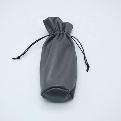 China Custom High Quality Fashion PU Drawstring Pouch Leather Roll String Travel PU Pouch With Round Bottom for sale