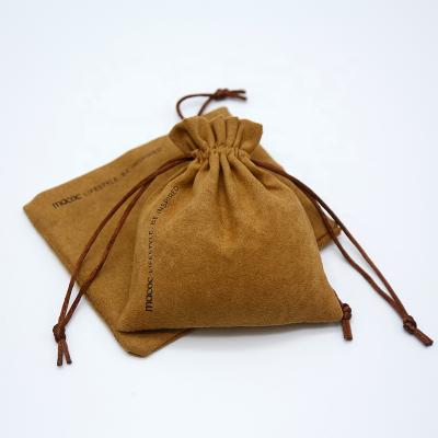 China Custom Suede Zipper Jewelry Pouches Drawstring Suede Packaging Bag With Logo For Custom Jewelry for sale