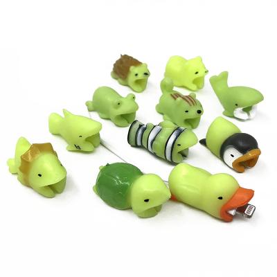 China Fashionable Night Light Cable Protector Cartoon USB Phone Charger Cable Bite Protector for sale