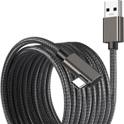 China Nylon Braided Nylon Braided 90 Degree Link Cable with 5Gbps Data Transfer and Up to 3A Fast Charging USB A to USB C Link Cable for sale