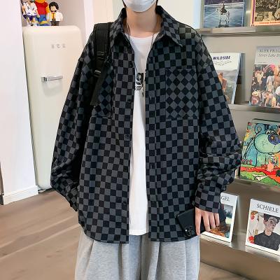 China Men's Fashion Summer Spring Spring Jacket Long Sleeve Plaid Chessboard Shirt Boys Top Viable Loose Casual Shirt Men Slim Jacket Coats Mens Shirts for sale