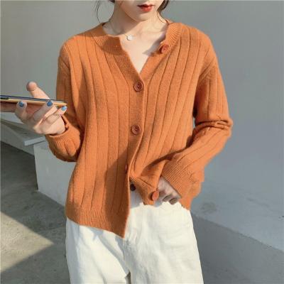 China 2021 Spring Autumn Long Sleeve O-neck Sweaters Female Solid Straight Loose Stripe French Retro Knitted Main Top Fashion for sale