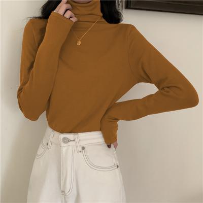 China Autumn Winer Fashion Long Sleeve 2021 Breathable Basing Shirt Female Elastic Casual T-shirts Korea Style Women's Turtle Neck T-shirt Tops for sale