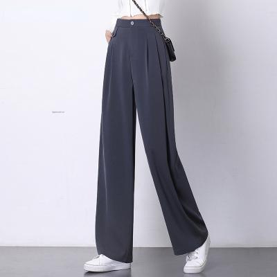 China High Waist Anti-Static Casual Button Wide Leg Pants For Women Springs Lady Long Trousers Loose Female Floor Length 3XL Size Plus Suits Pants for sale