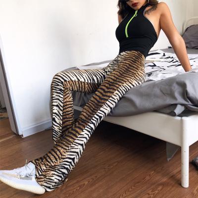 China 2021 Autumn Winter Fashion Female Printed Breathable Casual Elastic Pants Women Wide Leg Panties Long Pants for sale