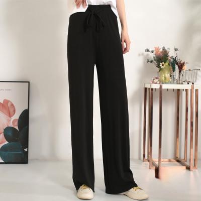 China Spring Long Pants Summer Solid Elastic Waist Female Viable Fashion High Loose Casual Wide Leg Pant Women Pant for sale