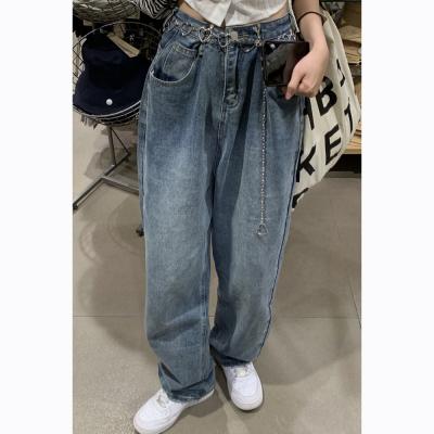 China Mujer Pantlaton 2021 Autumn High Waist Women Wide Leg Long Pants Jeans Breeches Retro Denim Woman Breathable Female Loose Trousers for sale