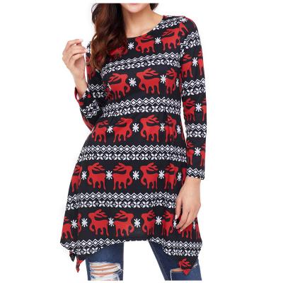 China Autumn Wintter Fashion Printed Mini Dress Dresses Women A Line Casual Dress Mujer Vestidos Long Sleeve O-Neck Viable for sale