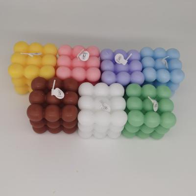 China Birthdays Romantic Rubik's Cube Ball Aromatherapy Bubble Candle Colorful Scented Soy Wax Candles for sale