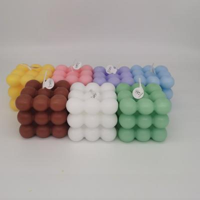 China NEW Luxury Handmade Aromatherapy Private Label Shape Ball Scented Colorful Rubik's Cube Soy Wax Bubble Scented Candle for sale