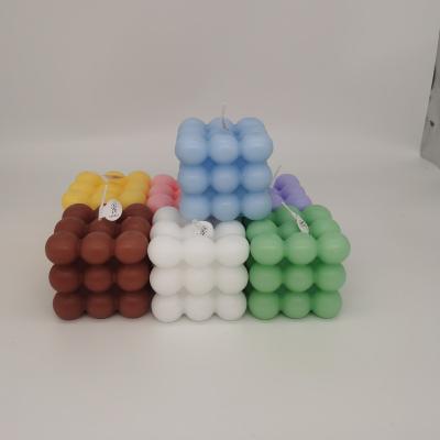 China Luxury Scented 3D Cube Ball Bubble Candles Shape Custom Aromatherapy Scented Soy Wax Bubble Candle Romantic Rubik's Cube for sale