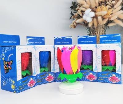 China 2022 Birthdays Lotus Flower Musical Fireworks Birthday Candle For Hot Parties for sale