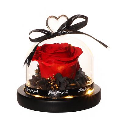 China Rose Gift Box A Single Touch Natural Love Gift Box Glass Cover Gift For Your Girlfriend's Child, Eternal Roses for sale