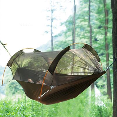 China Double Hammock Nylon Camping Camping Rope Hammock With Mosquito Net Hanging Portable Hammock For Adult for sale