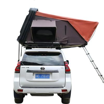 China Aluminum Triangle Hard Shell Rooftop Car Tent Portable Camping Top Tent For Outdoor Camping Roof Car Rise Top Tent for sale