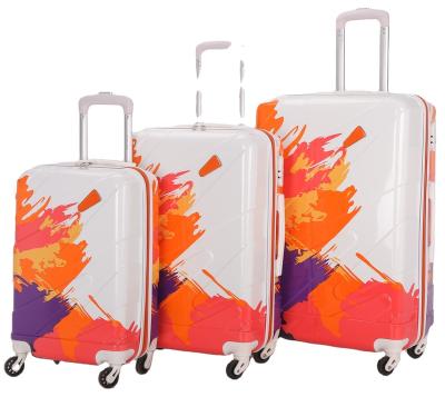 China Spinner Hard PC Hardside Shell Trolley Luggage Butterfly Luggage Sets Rolled PC Hard Plastic Travel Trolley 5pcs Luggage for sale