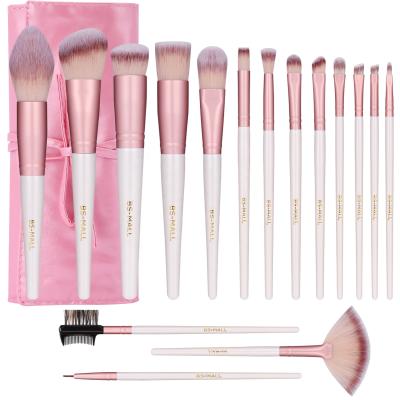 China BS-MALL High Quality Skin-Friendly Makeup Brushes 16PCS Private Label White Pink Custom Make Up Brushes With Bag for sale