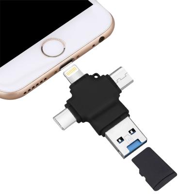 China For Iphone Android Computer PC Tablet 4 in 1 OTG Phone USB Drive Flash Type Micro C USB TF Micro Card Reader for Android ipad/ SD Reader iphone MacBook OTG TF for sale